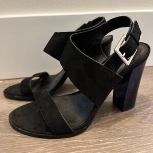 Calvin Klein Carina Dress Sandal Heel Blue Black Suede Size 6.5